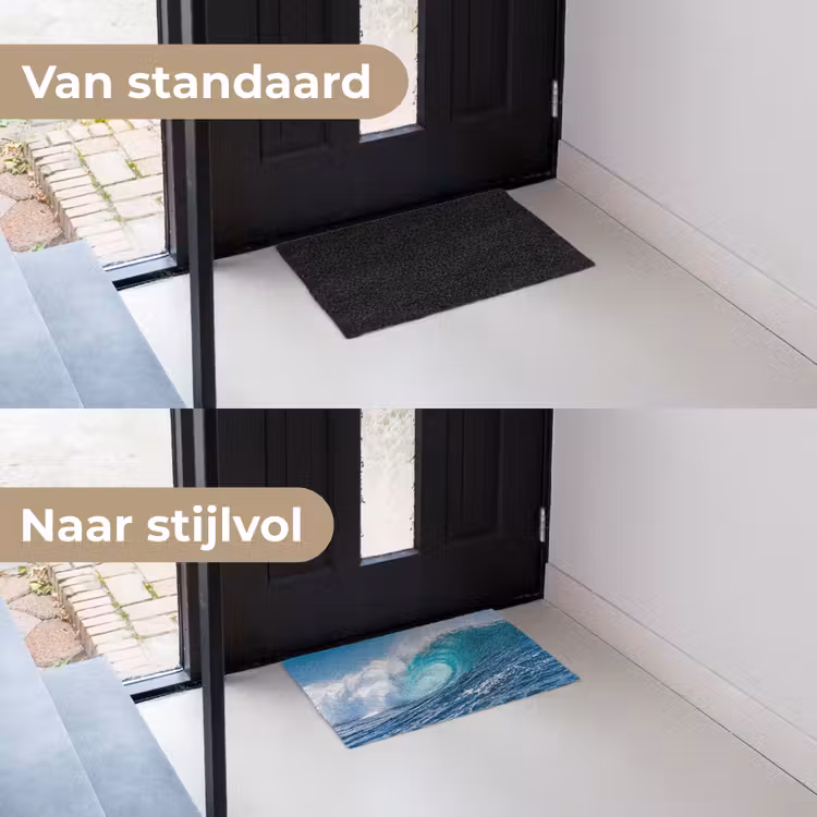 Golf - Oceaan - Water - Dynamisch - Blauw Deurmat klein -voor-na_NL