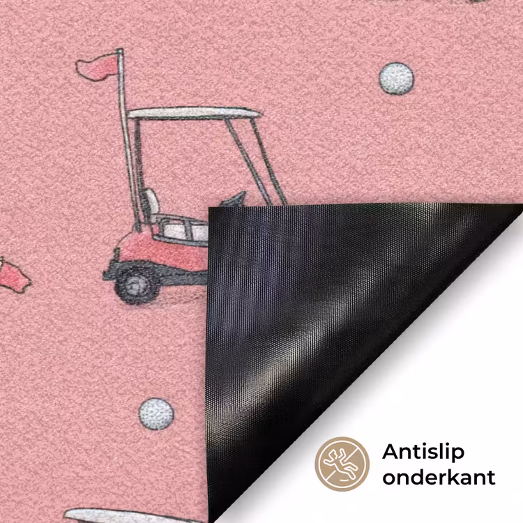 Golfkar - Retro - Roze Deurmat klein 898 -antislip_NL