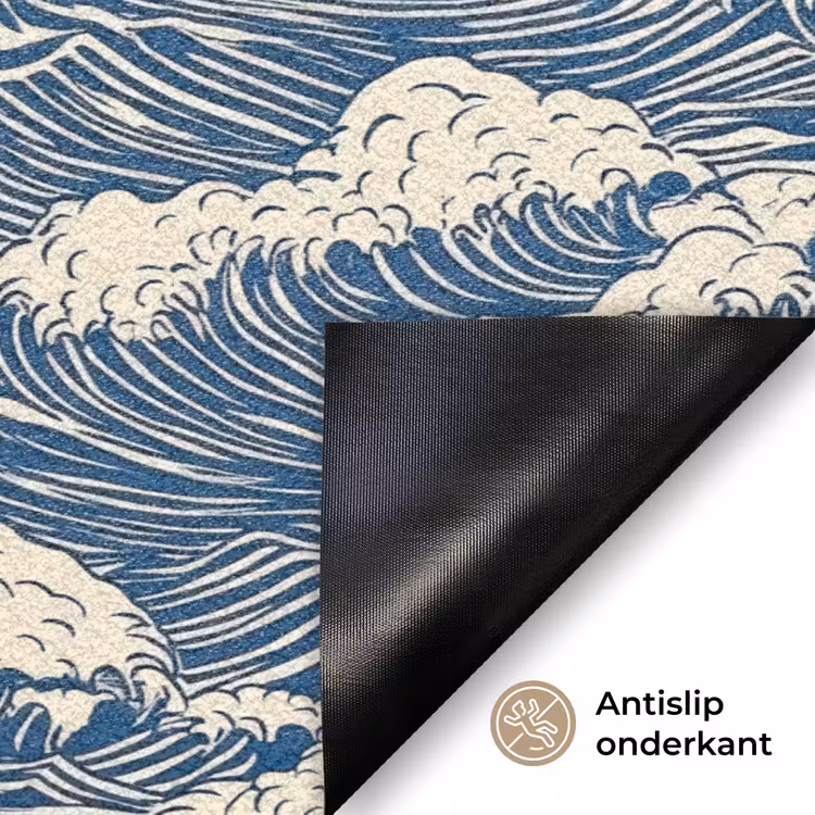Golven - Klassiek - Blauw Deurmat klein 898 -antislip_NL