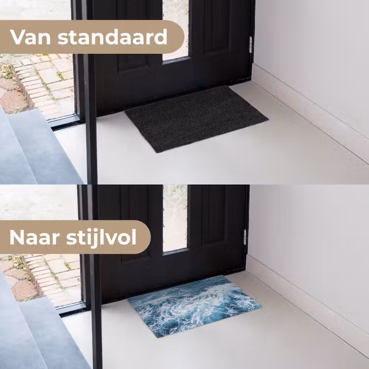 Golven - Oceaan - Blauw Deurmat klein -voor-na_NL