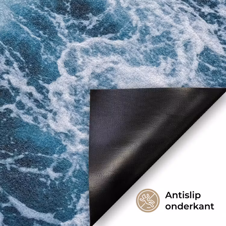 Golven - Oceaan - Blauw Deurmat klein -antislip_NL