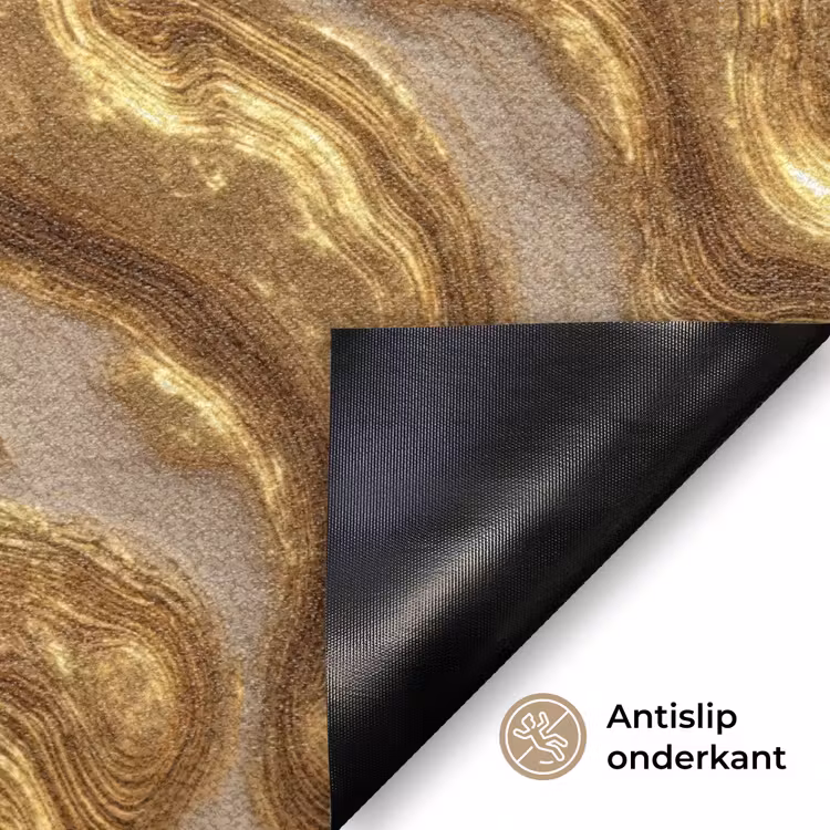 Golven - Organisch - Goud - Crème Deurmat klein 898 -antislip_NL