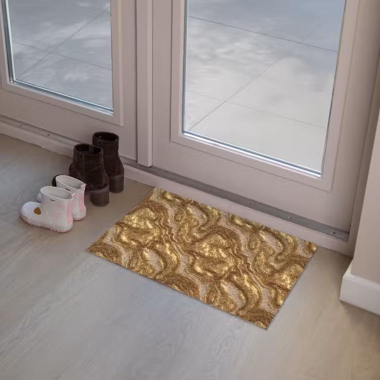 Golven - Organisch - Goud - Crème Deurmat klein 898 -sfeer3