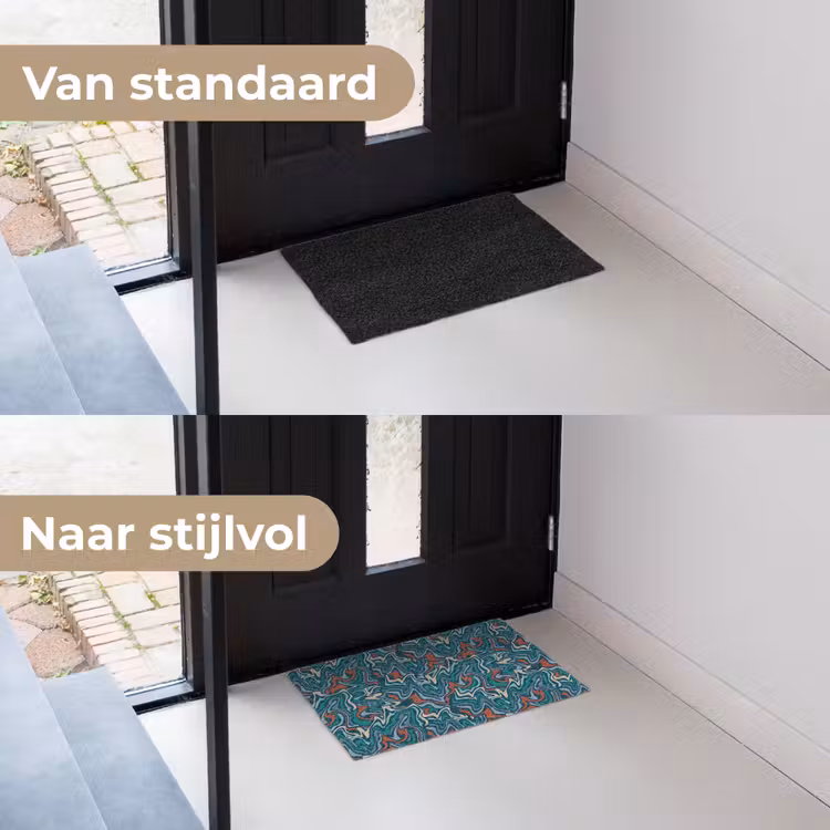 Golven - Retro - Blauw - Patroon Deurmat klein 898 -voor-na_NL