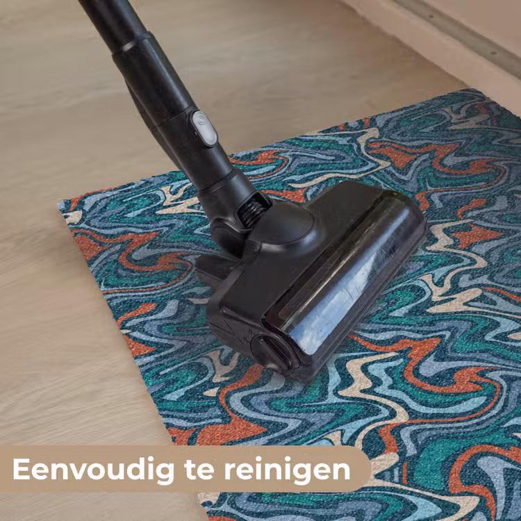 Golven - Retro - Blauw - Patroon Deurmat klein 898 -reinigen_NL
