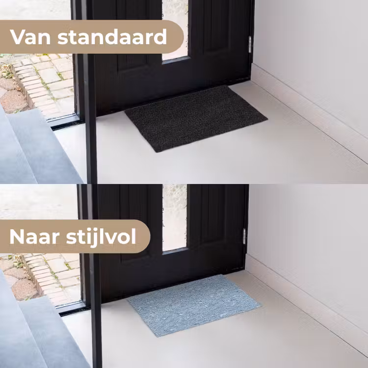Golven - Ritmisch - Blauw Deurmat klein 898 -voor-na_NL