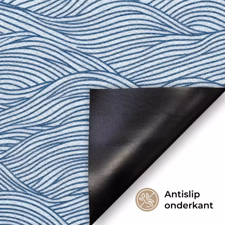 Golven - Ritmisch - Blauw Deurmat klein 898 -antislip_NL