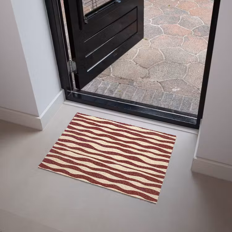 Golven - Rood - Patroon - Crème Deurmat klein 898 -sfeer5