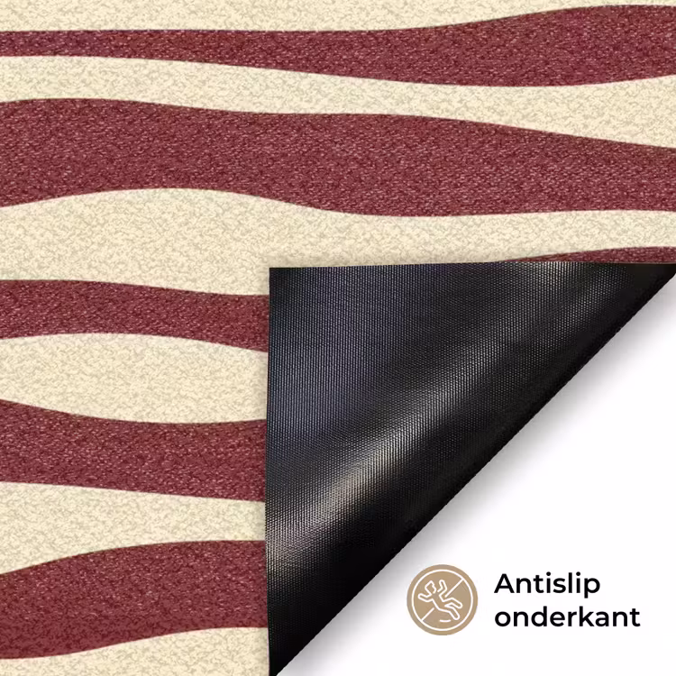 Golven - Rood - Patroon - Crème Deurmat klein 898 -antislip_NL