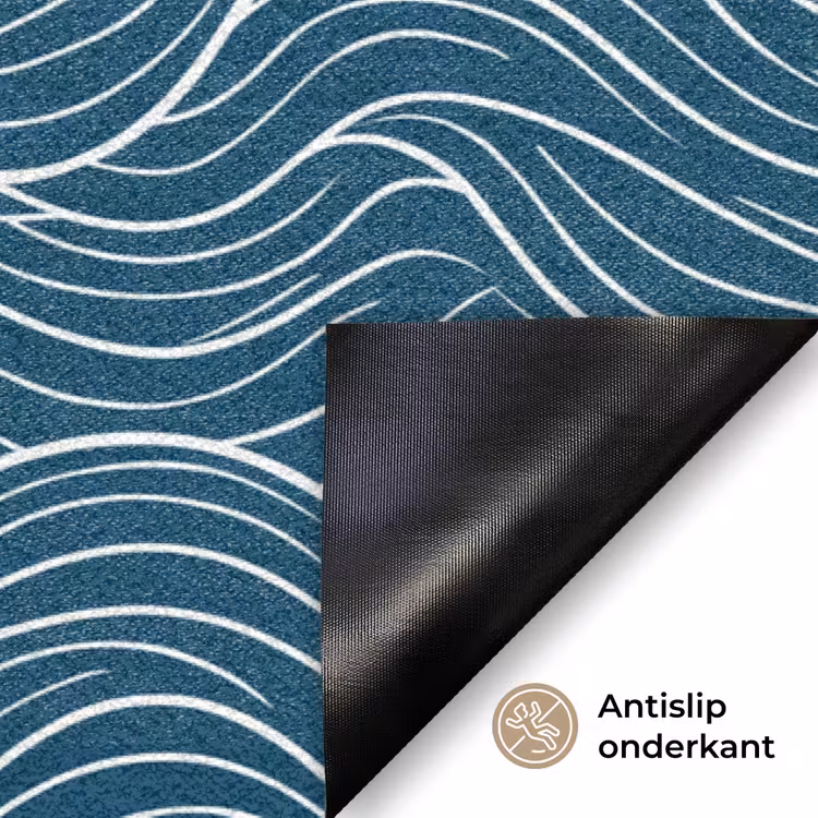 Golven - Spiraal - Water - Abstract - Blauw Deurmat klein -antislip_NL