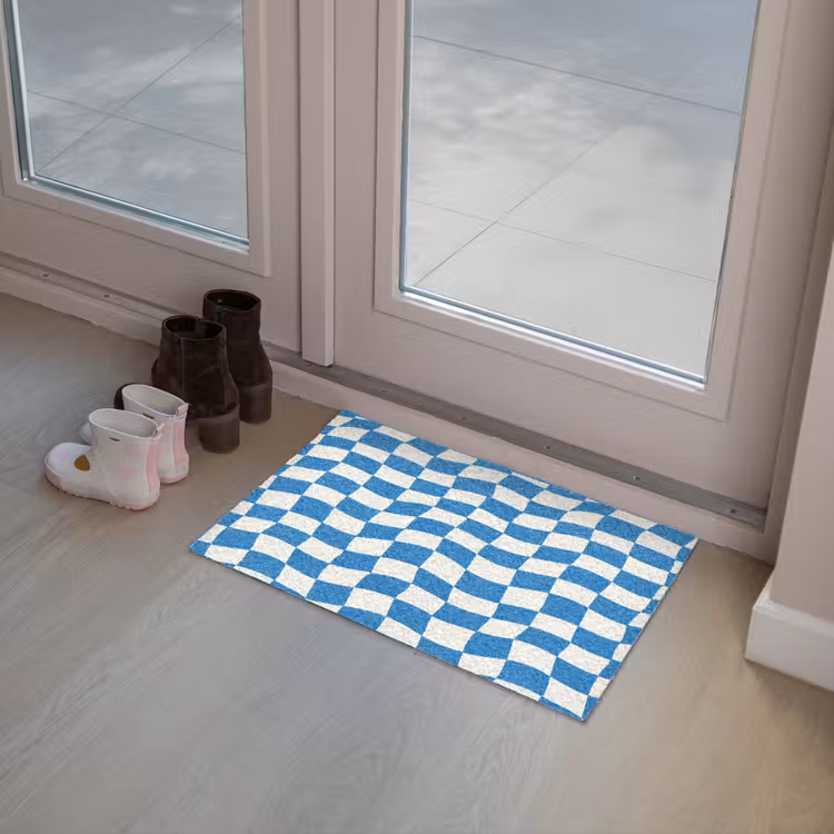 Golvend - Patroon - Blauw Deurmat klein 898 -sfeer3