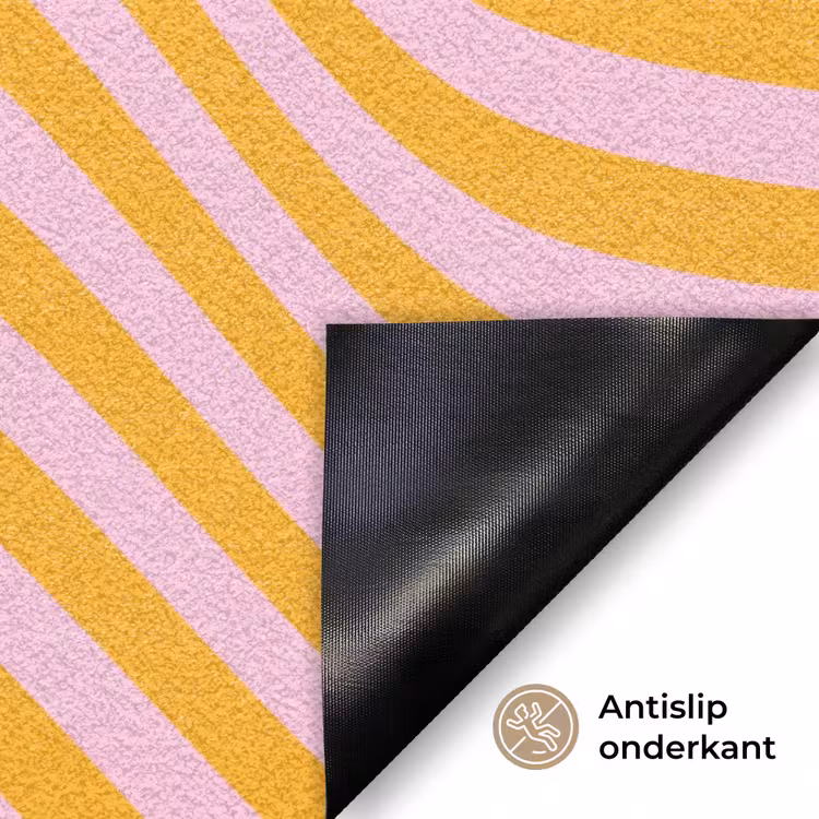 Golvend patroon - Oranje - Roze - Lijnen Deurmat klein -antislip_NL