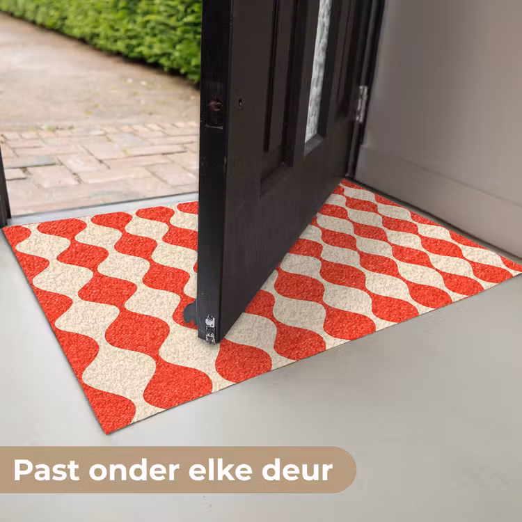 Golvend patroon - Retro - Rood - Beige Deurmat klein 898 -USP_NL