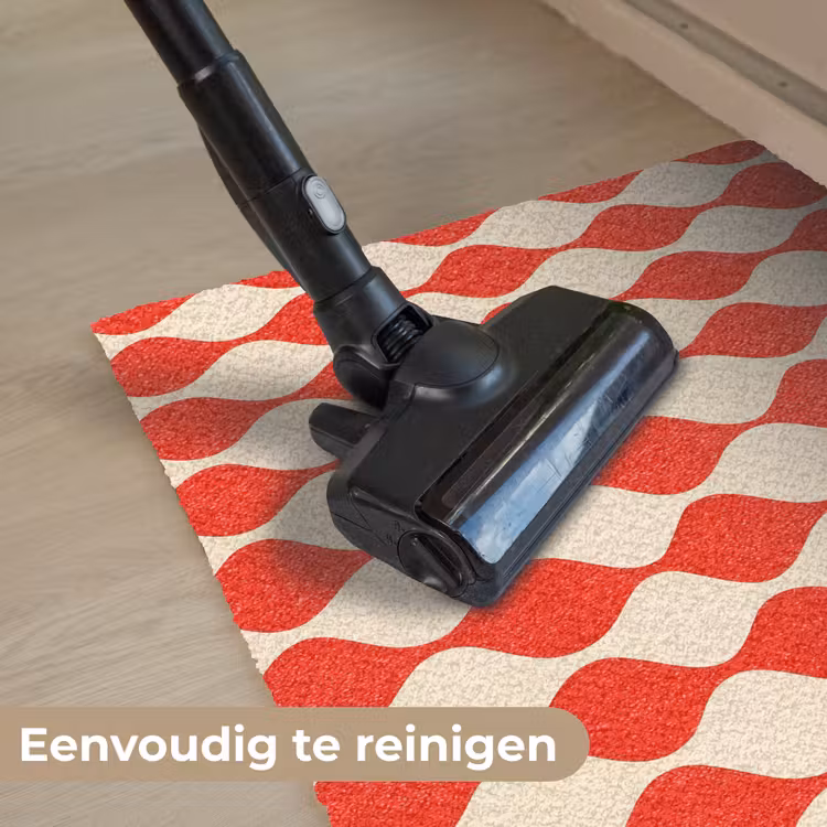 Golvend patroon - Retro - Rood - Beige Deurmat klein 898 -reinigen_NL