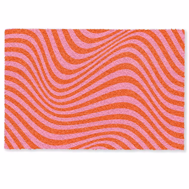 Golvend patroon - Rood - Roze - Lijnen Deurmat klein -zkaufland3d