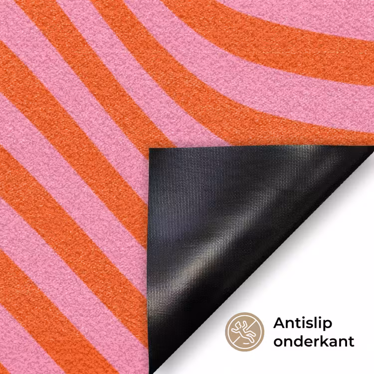 Golvend patroon - Rood - Roze - Lijnen Deurmat klein -antislip_NL