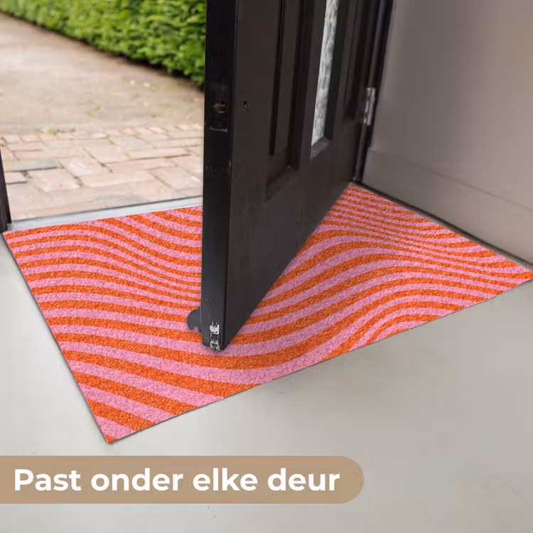 Golvend patroon - Rood - Roze - Lijnen Deurmat klein -USP_NL