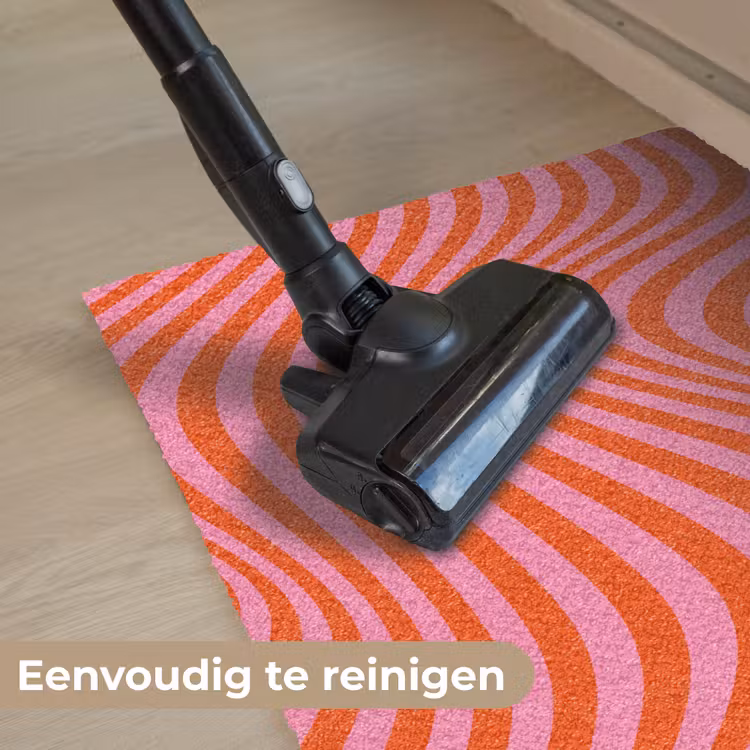 Golvend patroon - Rood - Roze - Lijnen Deurmat klein -reinigen_NL