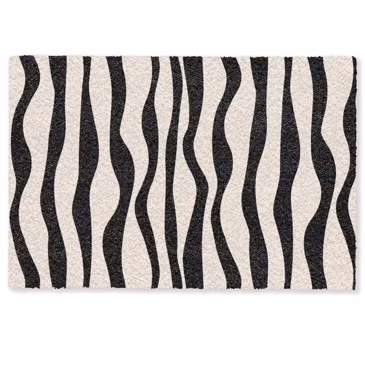 Golvende lijnen - Beige - Zwart - Abstract Deurmat klein -zkaufland3d