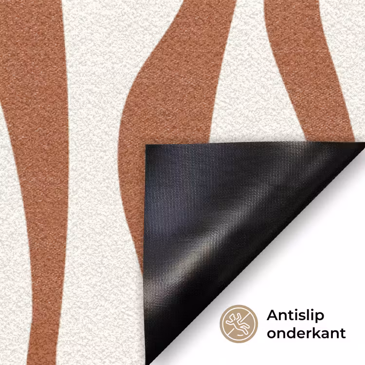 Golvende lijnen - Strepen - Beige - Bruin Deurmat klein -antislip_NL