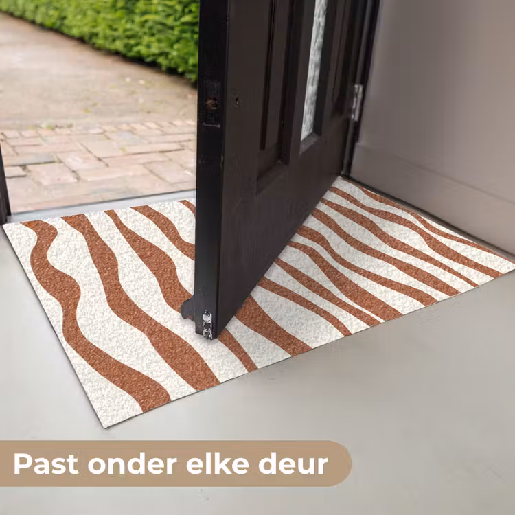 Golvende lijnen - Strepen - Beige - Bruin Deurmat klein -USP_NL