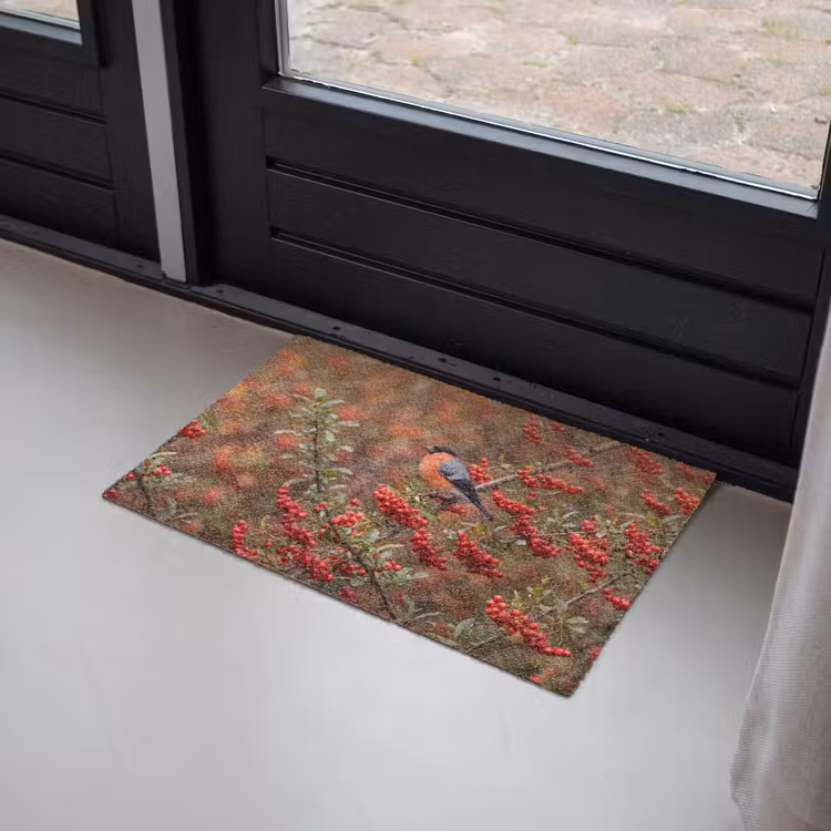 Goudvink - Bessen - Herfst - Natuur - Kleurrijk Deurmat klein -sfeer2