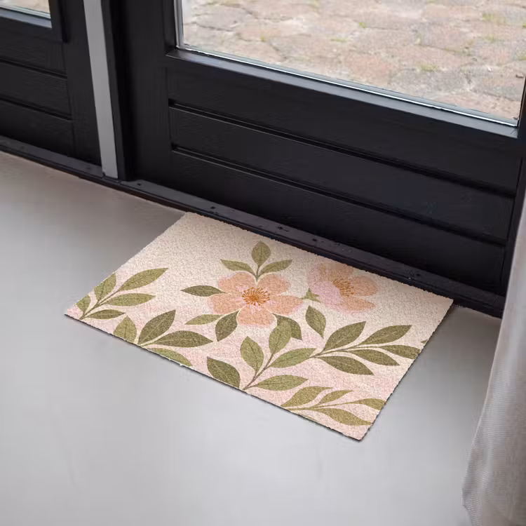 Grafisch - Bloemen - Roze Deurmat klein -sfeer2