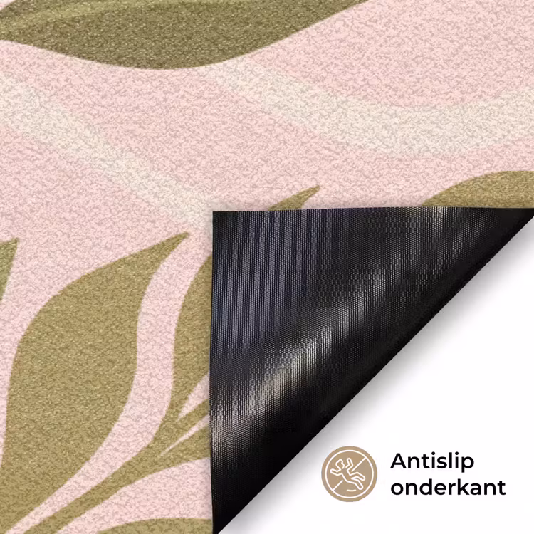 Grafisch - Bloemen - Roze Deurmat klein -antislip_NL