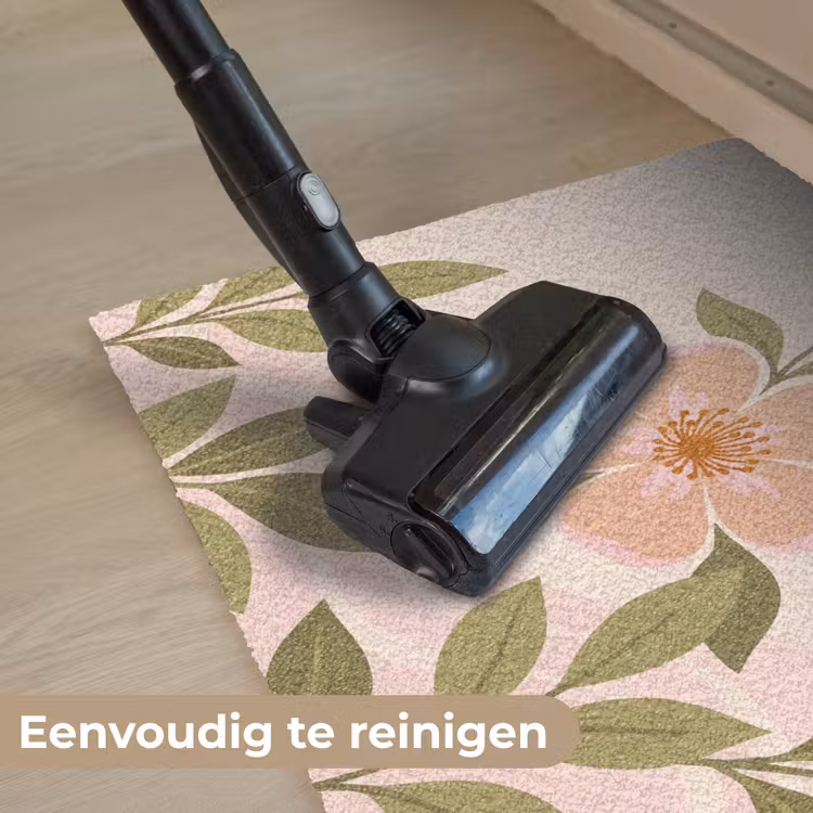 Grafisch - Bloemen - Roze Deurmat klein -reinigen_NL