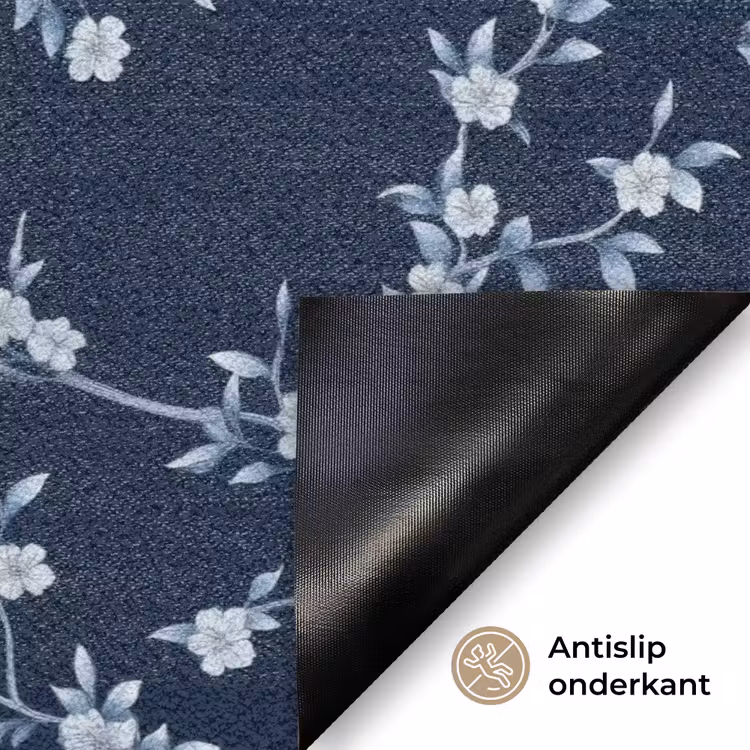 Grafisch - Bloesemtak - Blauw Deurmat klein 898 -antislip_NL