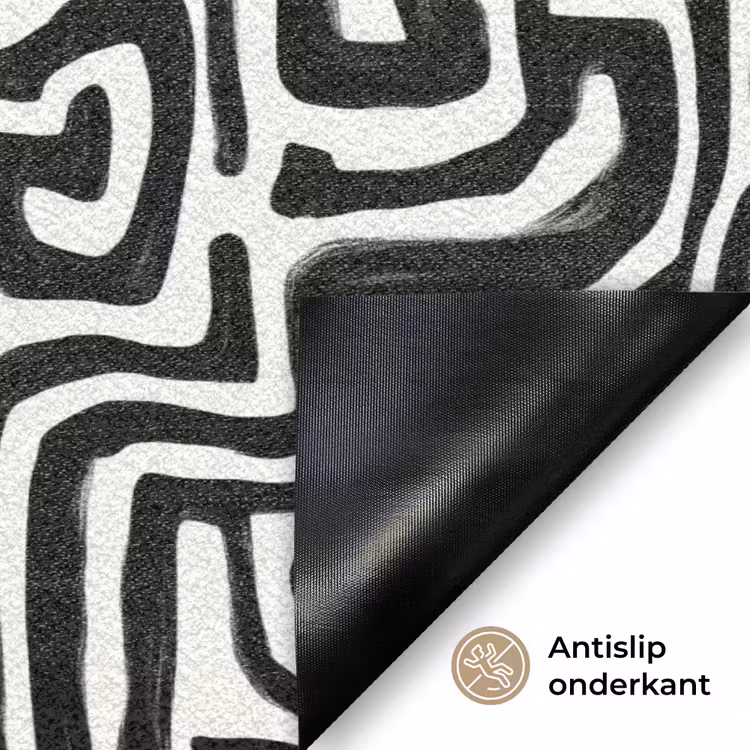 Grafisch - Lijnen - Zwart - Wit Deurmat klein 898 -antislip_NL