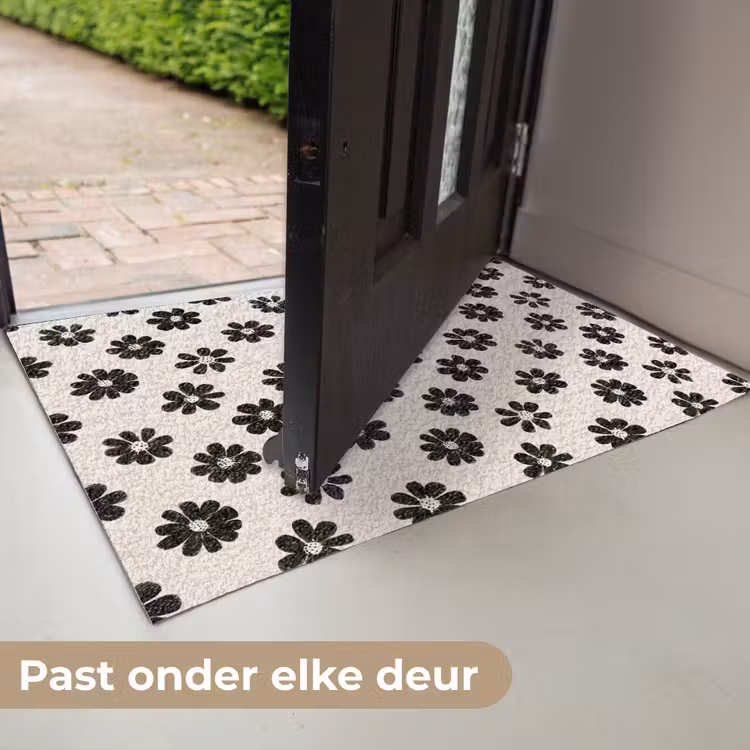 Grafisch - Madeliefjes - Zwart - Beige Deurmat klein 898 -USP_NL