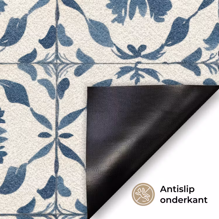 Grafisch - Tegel - Blauw Deurmat klein 898 -antislip_NL