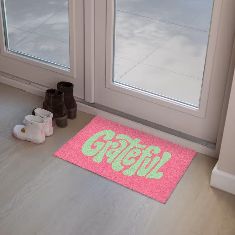 Grateful - Groen - Grafisch - Vloeiend Deurmat klein -sfeer3