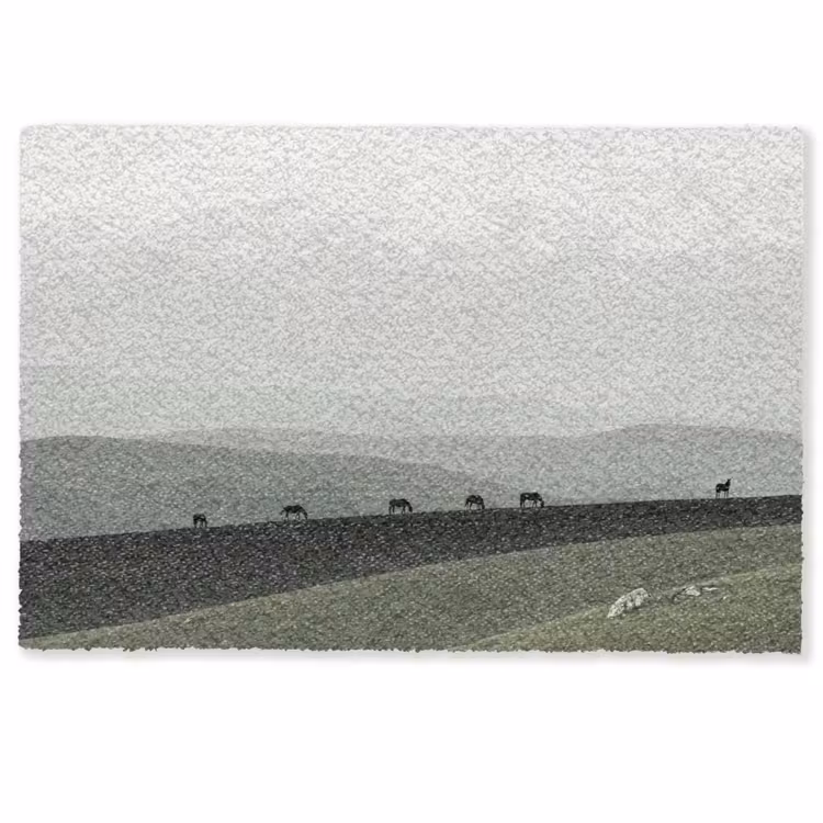 Grijs - Berg - Paarden Deurmat klein -zkaufland3d