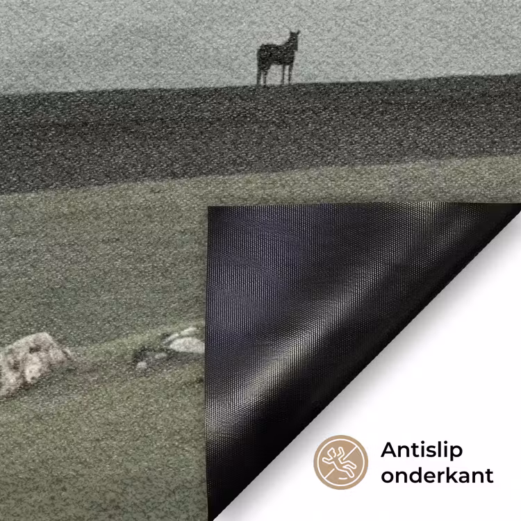 Grijs - Berg - Paarden Deurmat klein -antislip_NL