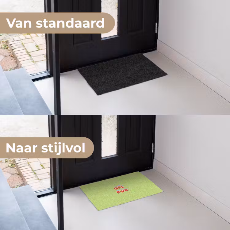 Grl pwr - Groen - Rood - 3D Deurmat klein -voor-na_NL