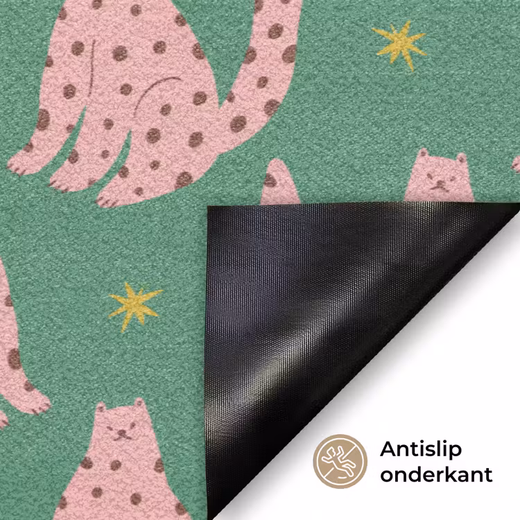 Groen - Katten - Stippen - Sterren Deurmat klein 898 -antislip_NL