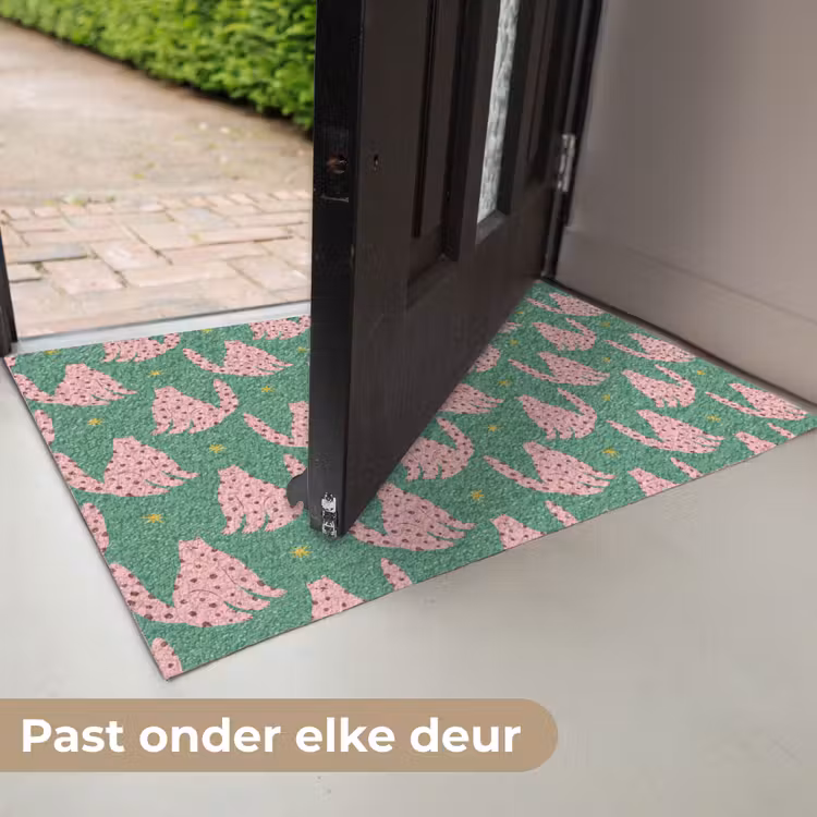 Groen - Katten - Stippen - Sterren Deurmat klein 898 -USP_NL