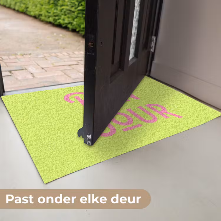 Groen - Roze bonjour - art-deco Deurmat klein -USP_NL