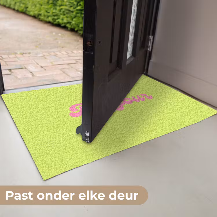 Groen - Roze bonjour - Retro Deurmat klein -USP_NL