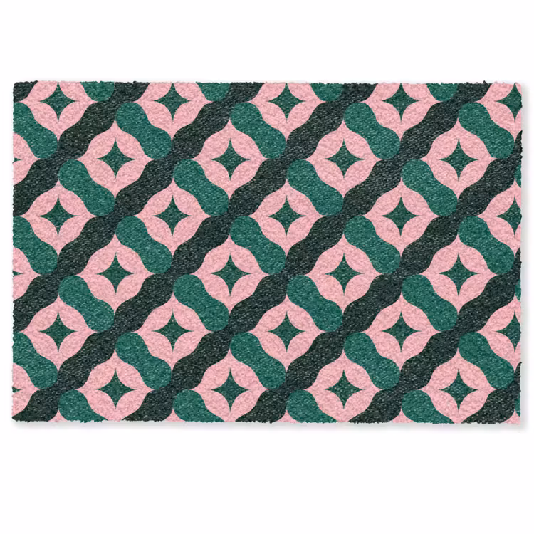 Groen - Roze - Retro - Sterren Deurmat klein 898 -zkaufland3d