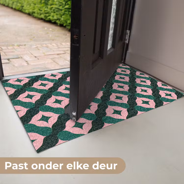Groen - Roze - Retro - Sterren Deurmat klein 898 -USP_NL