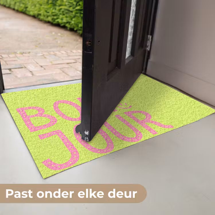 Groen - Smiley - Bonjour - Roze Deurmat klein -USP_NL