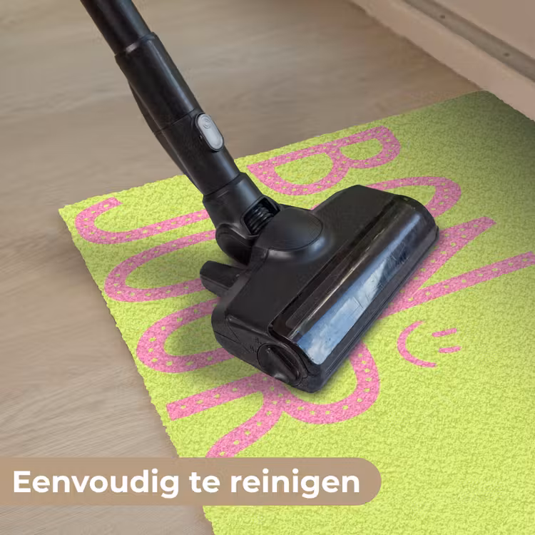 Groen - Smiley - Bonjour - Roze Deurmat klein -reinigen_NL