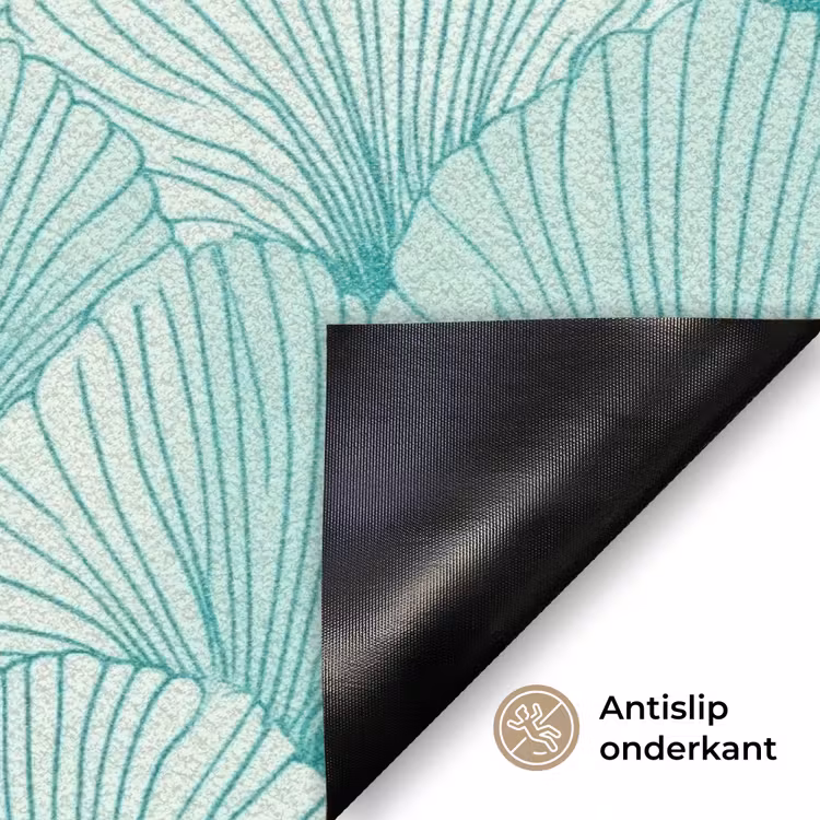 Groen - Wit - Ginko - Getekend - Textuur Deurmat klein 898 -antislip_NL