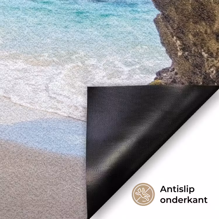 Grot - Strand - Zee - Blauw Deurmat klein -antislip_NL