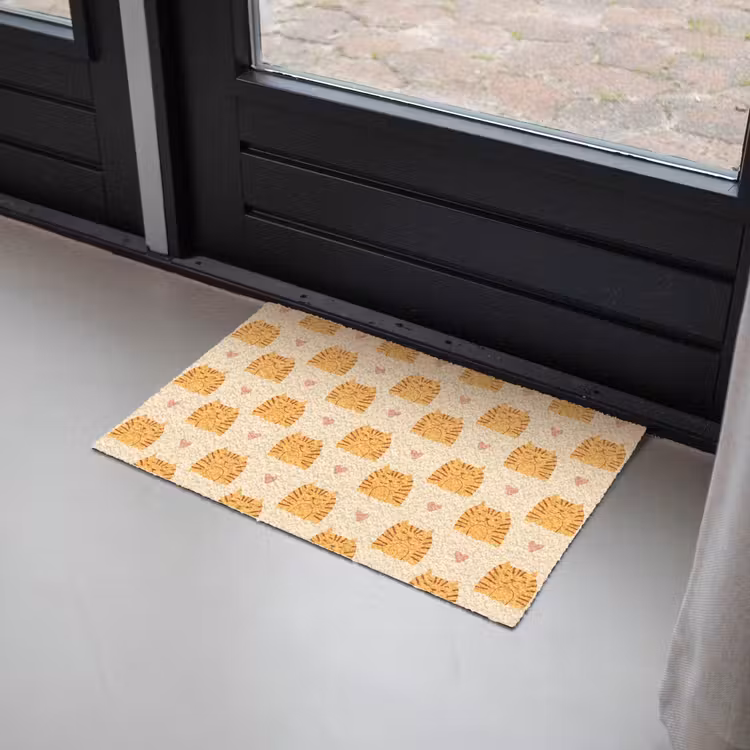 Hartjes - Katten - Strepen - Beige Deurmat klein 898 -sfeer2