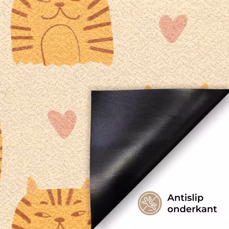 Hartjes - Katten - Strepen - Beige Deurmat klein 898 -antislip_NL