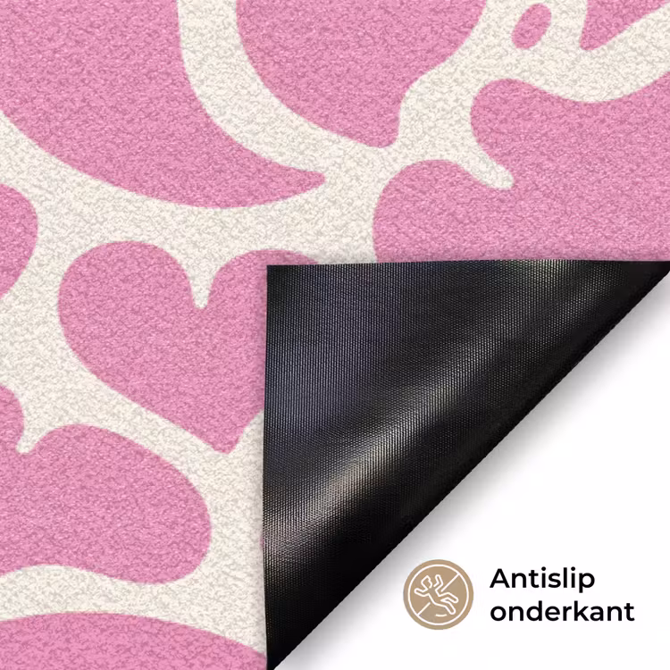 Hartjes - Print - Roze - Wit Deurmat klein -antislip_NL